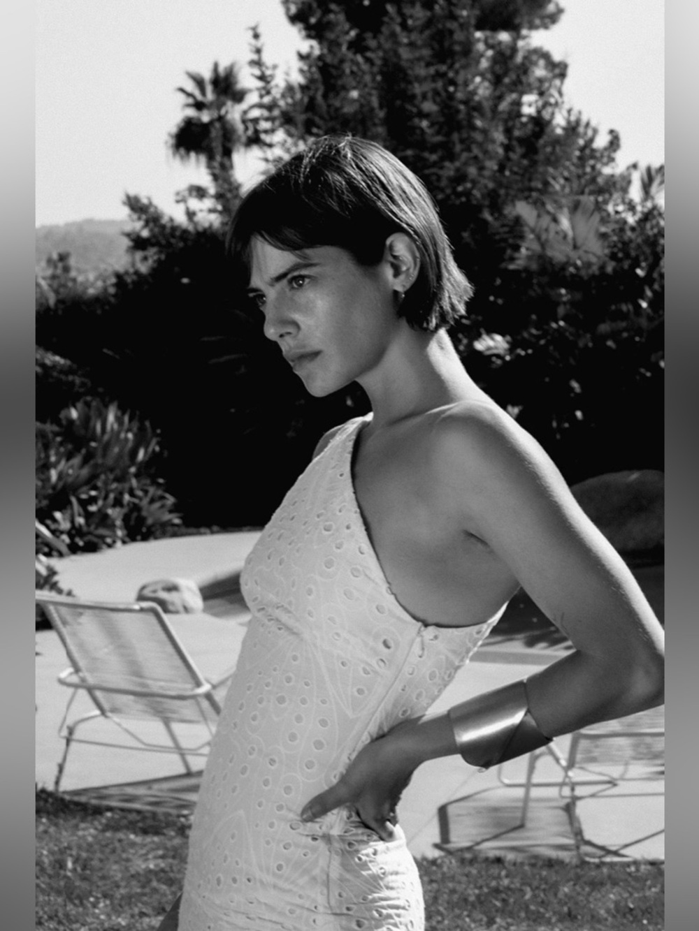 Zara one shoulder eyelet maxi dress NWT , sz : medium - Picture 3 of 11